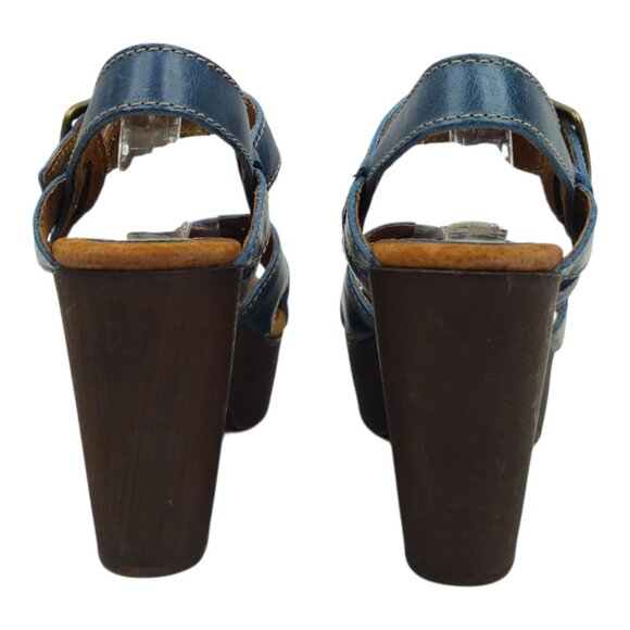 Sbicca Vintage Collection Platform Sandals Womens US 6.5 EU 37 Blue Chunky Heel - Picture 4 of 16